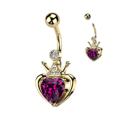 Belly Button Piercing Heart Crown Zirconia