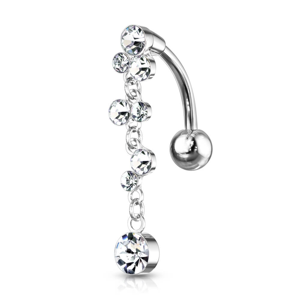 Piercing Ombelico Sfere Top Down pendenti zirconi e argento