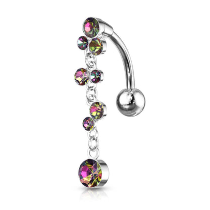 Piercing ombligo Burbujas colgantes Top-Down Circonitas Plata