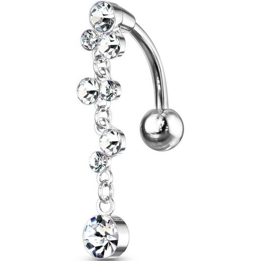 Piercing Ombelico Sfere Top Down pendenti zirconi e argento