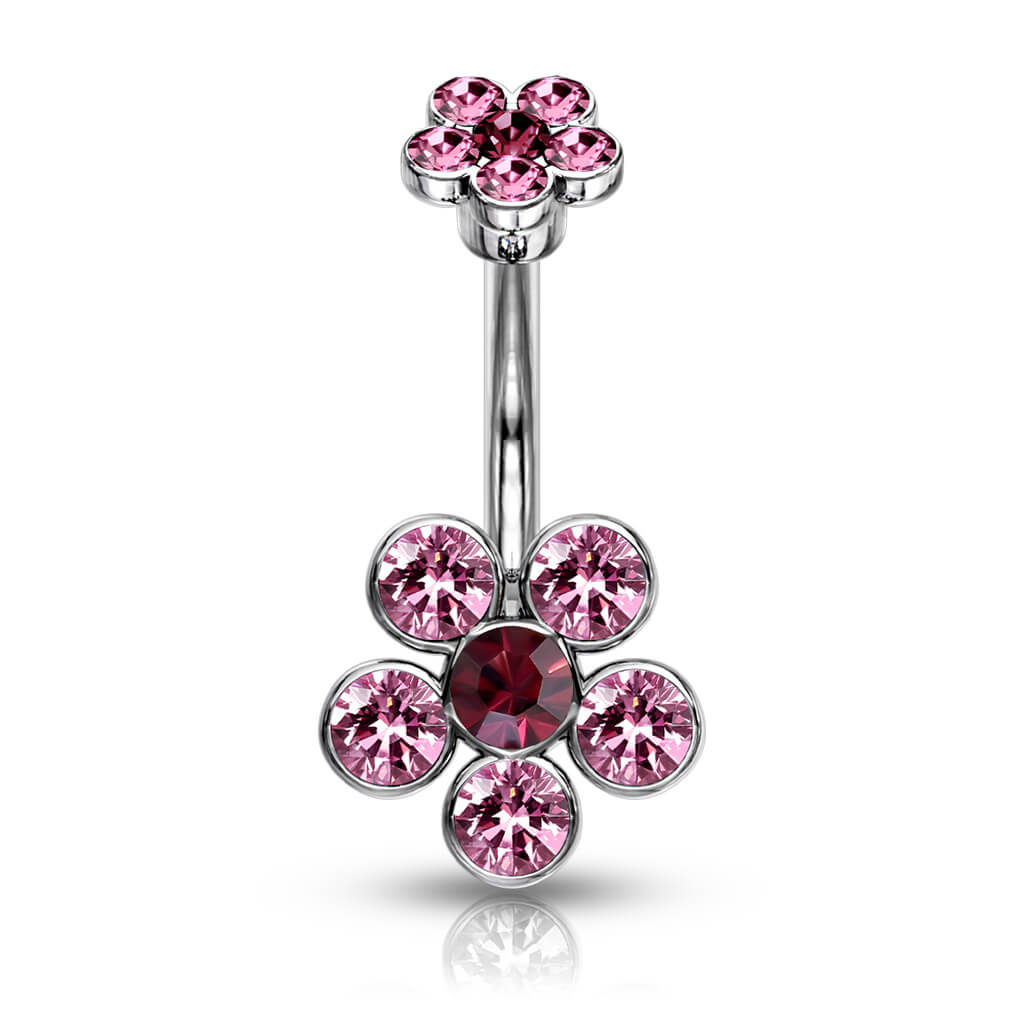 Piercing Ombelico Fiore di zirconi