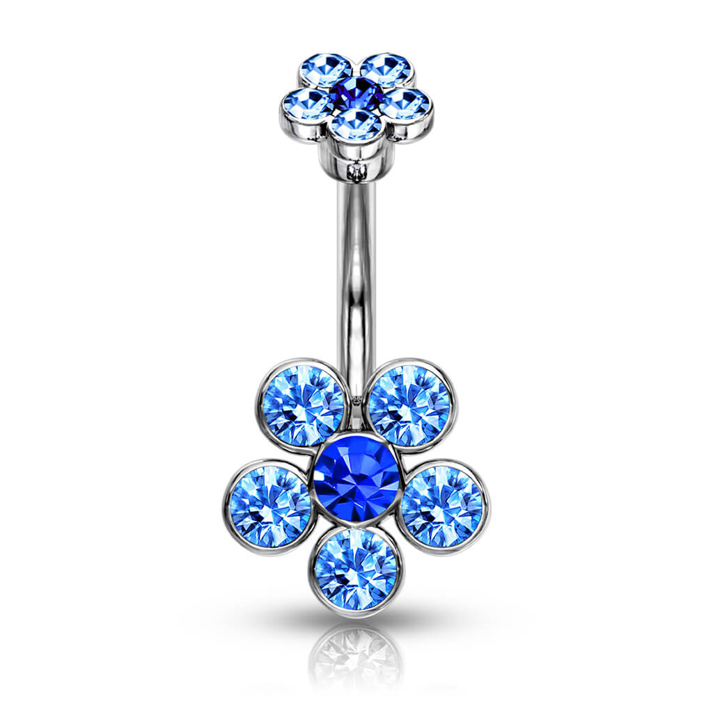 Belly Button Piercing Flower Zirconia