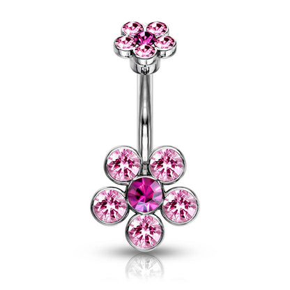 Piercing Ombelico Fiore di zirconi