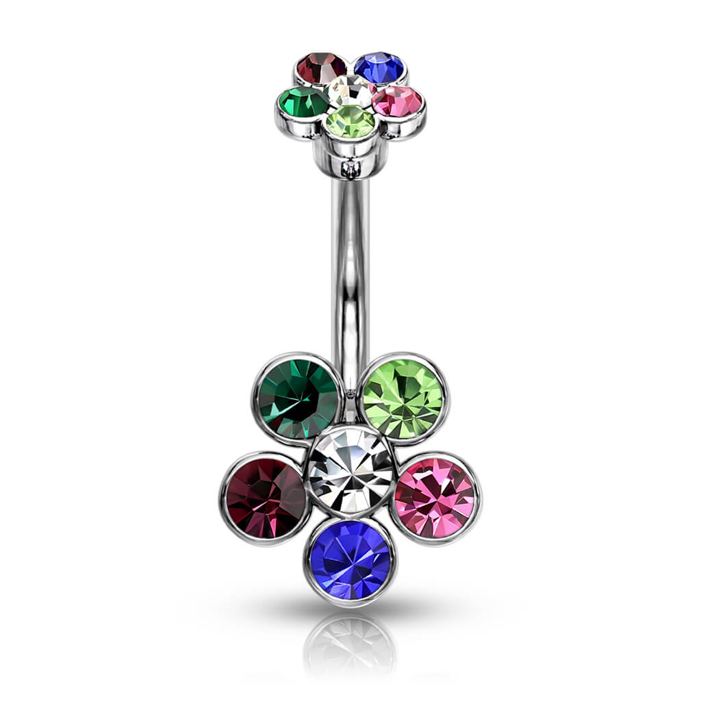 Piercing Nombril Fleur Zircone