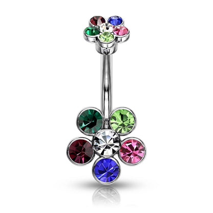 Belly Button Piercing Flower Zirconia