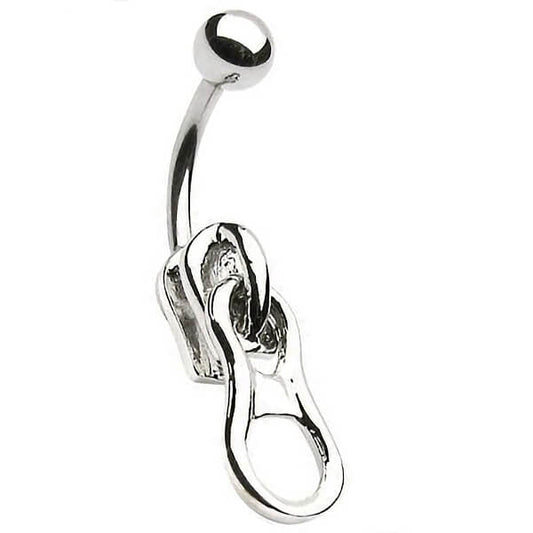 Piercing Nombril Fermeture Éclair Argent