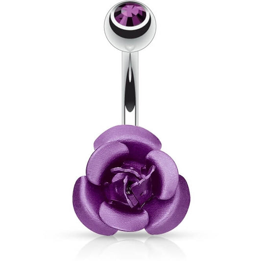 Piercing Nombril Rose Zircone Métal