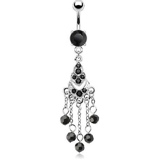 Belly Button Piercing Chandelier Black dangle