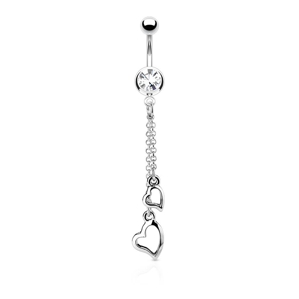 Belly Button Piercing Heart dangle Zirconia Silver