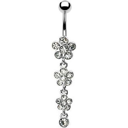 Belly Button Piercing Flower dangle Zirconia