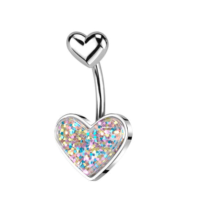 Belly Button Piercing Glitter Heart