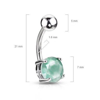 Piercing Ombelico Pietra semipreziosa amazzonite rotonda