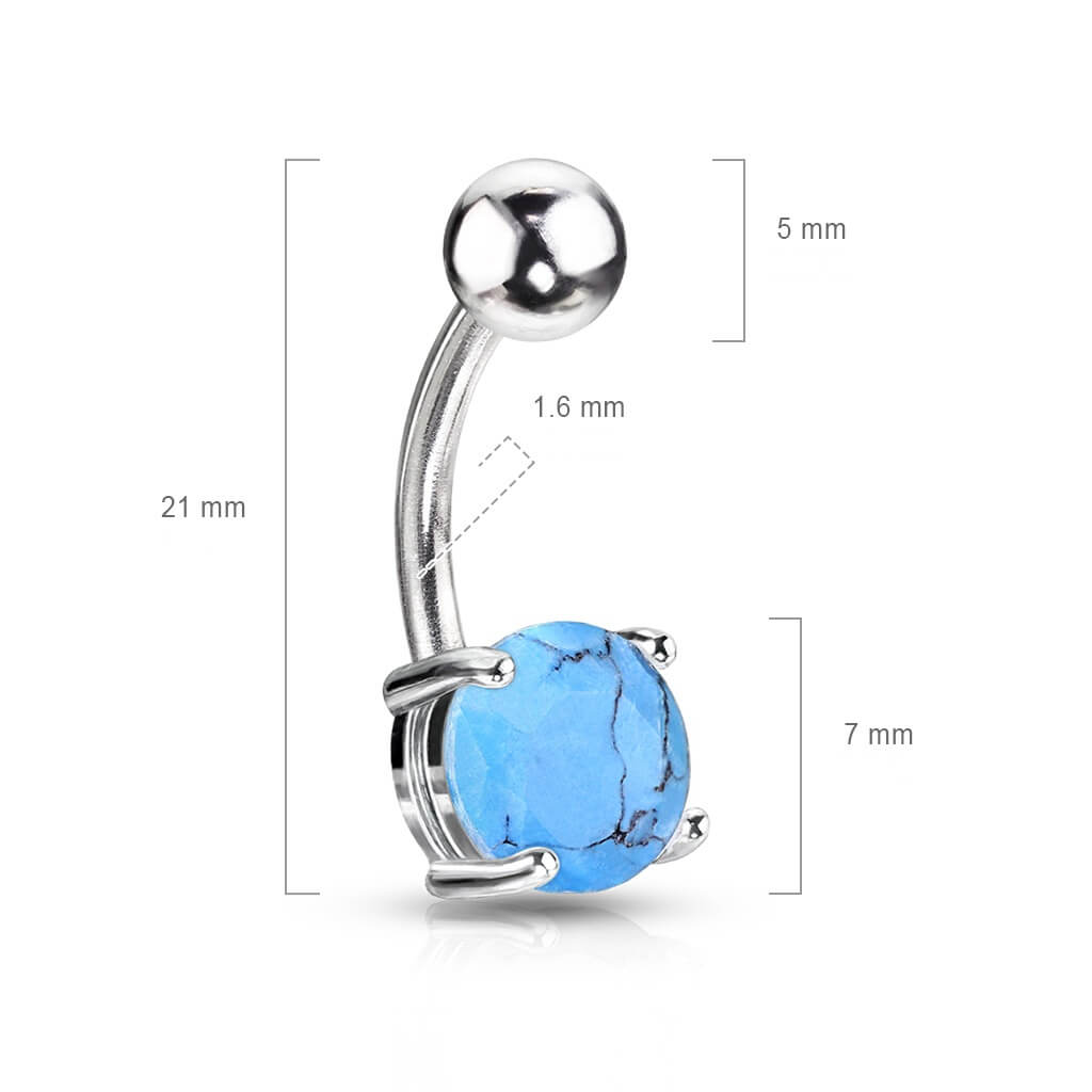 Piercing Nombril Pierre Semi-Précieuse Turquoise Ronde