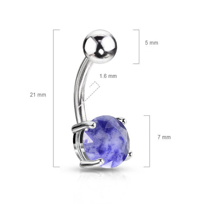 Piercing Nombril Pierre Semi-Précieuse Lapis Lazuli Ronde