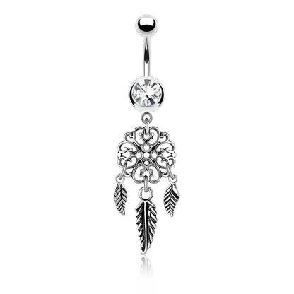 Piercing Nombril Attrape-Rêve Zircone Argent