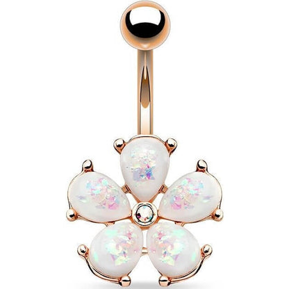 Belly Button Piercing Flower Opal