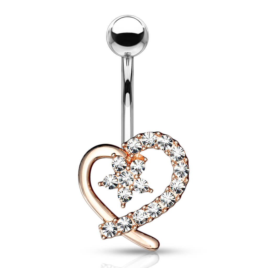 Belly Button Piercing Heart Flower Zirconia