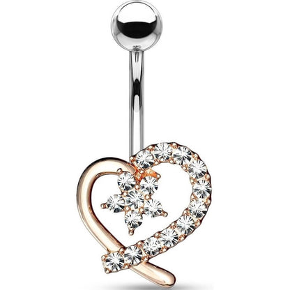 Belly Button Piercing Heart Flower Zirconia