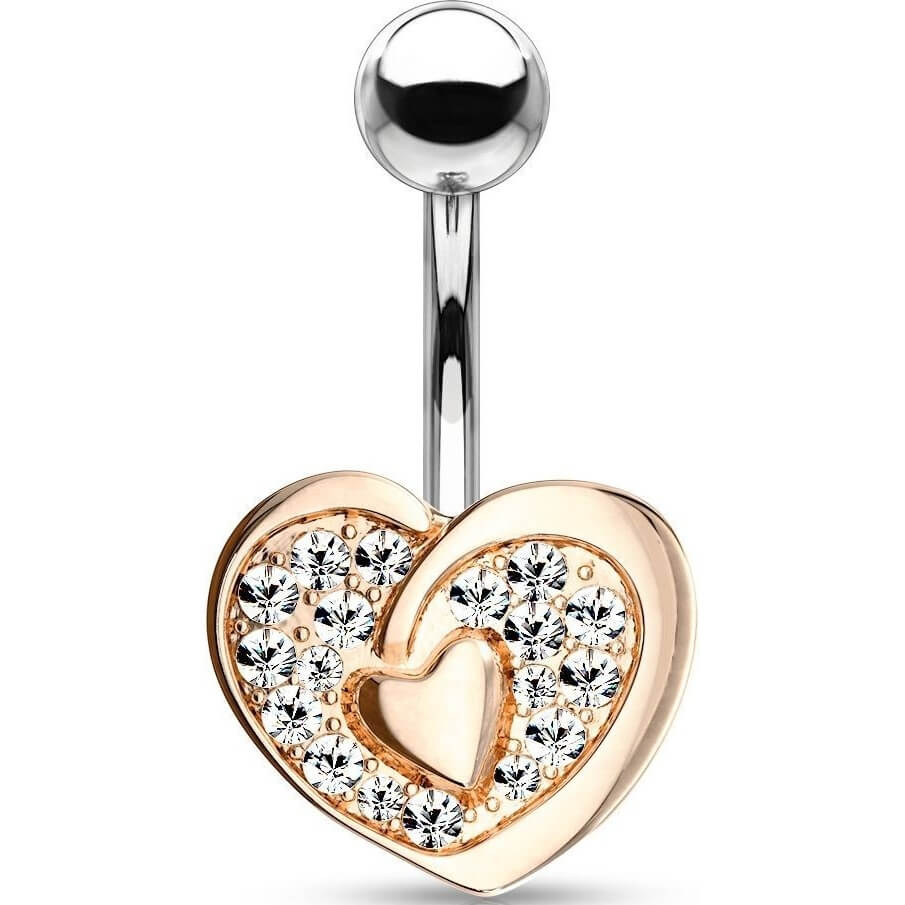 Belly Button Piercing Heart Zirconia