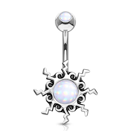 Belly Button Piercing Tribal Sun Illuminating Stone