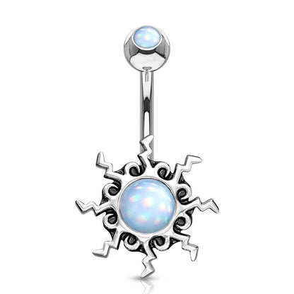 Belly Button Piercing Tribal Sun Illuminating Stone