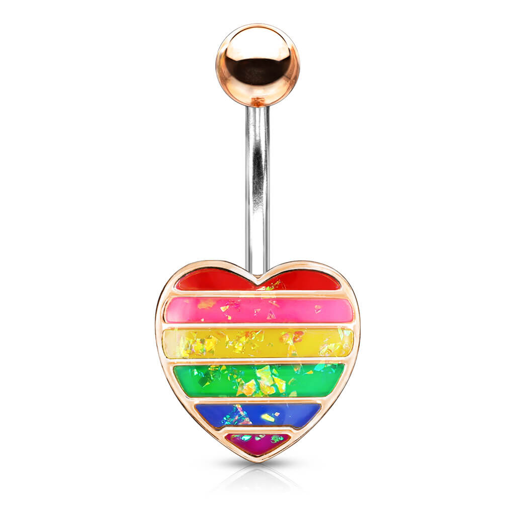 Piercing Ombelico Cuore arcobaleno