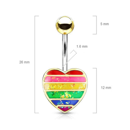 Bauchnabelpiercing Herz Regenbogen