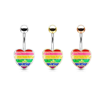 Belly Button Piercing Heart rainbow