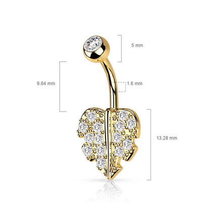 Belly Button Piercing Leaf Zirconia