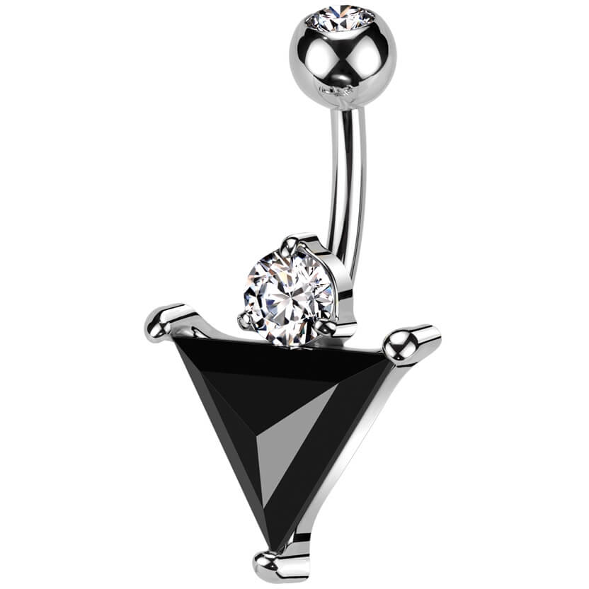 Piercing Nombril Triangle Noir Zircone