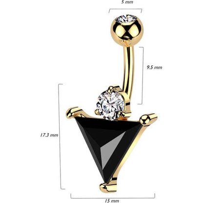 Belly Button Piercing black triangle zirconia