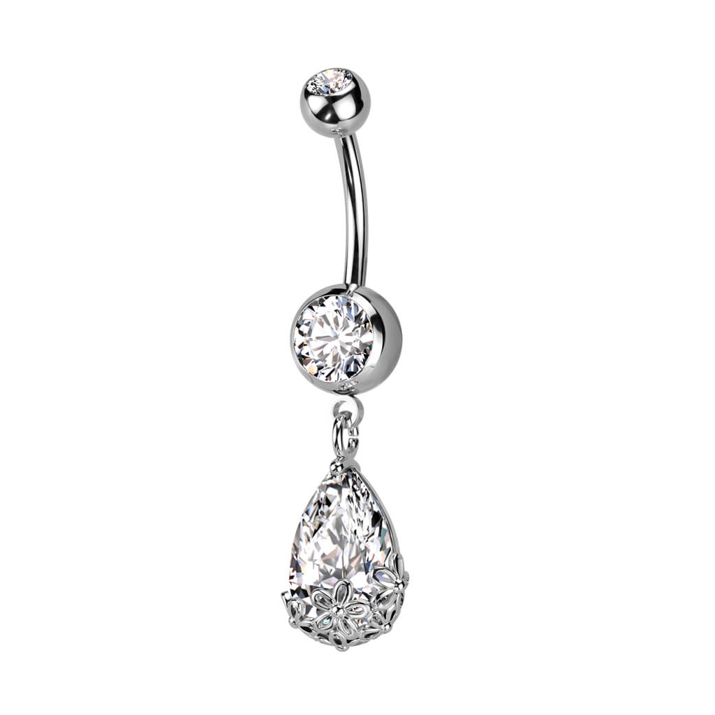 Piercing Nombril Fleur Zircone