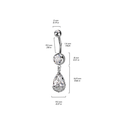 Piercing Nombril Fleur Zircone