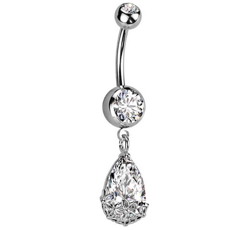 Belly Button Piercing Flower Zirconia