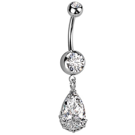 Piercing Nombril Fleur Zircone