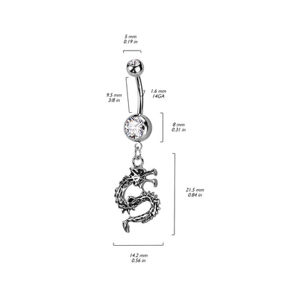 Belly Button Piercing Dragon Zirconia