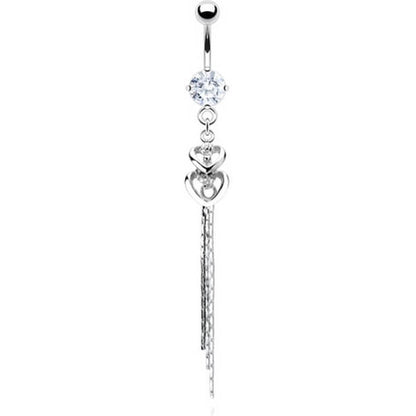 Belly Button Piercing Heart dangle Zirconia Silver