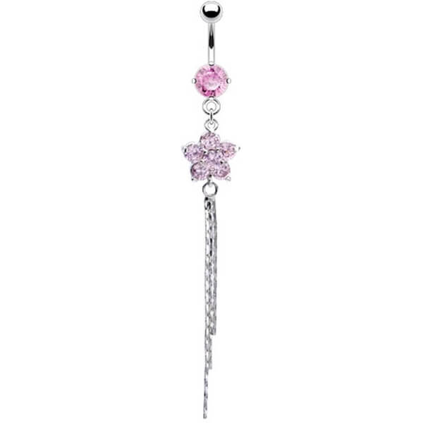 Belly Button Piercing Flower dangle Zirconia