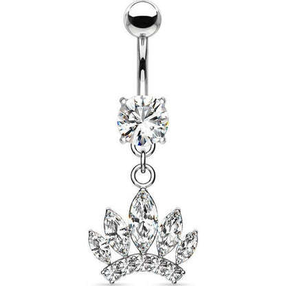 Piercing Nombril Pendentif Couronne Zircone Argent