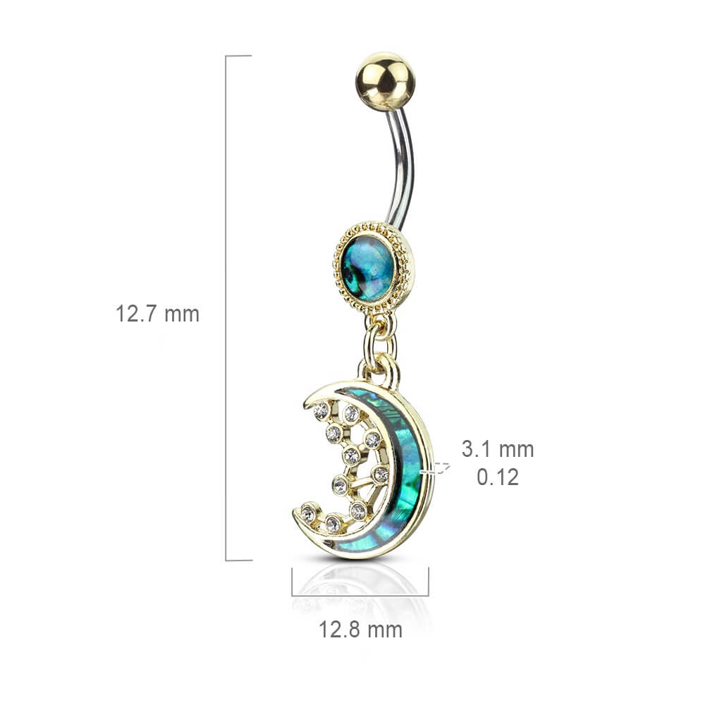 Piercing Nombril Pendentif Lune Zircone