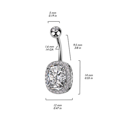 Belly Button Piercing Oval Zirconia