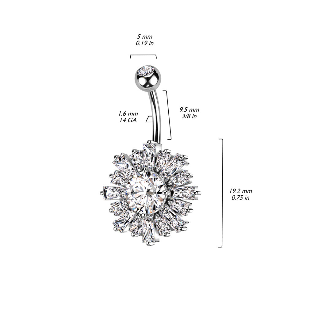 Belly Button Piercing Sun Zirconia