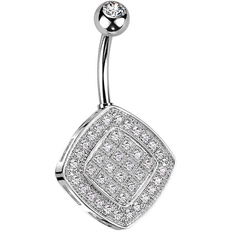 Belly Button Piercing Square Zirconia