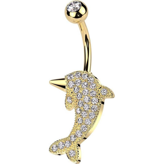 Belly Button Piercing Dolphin zirconia