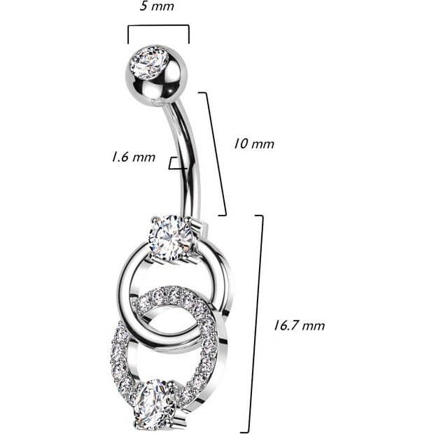 Piercing Nombril Double Anneau Zircone