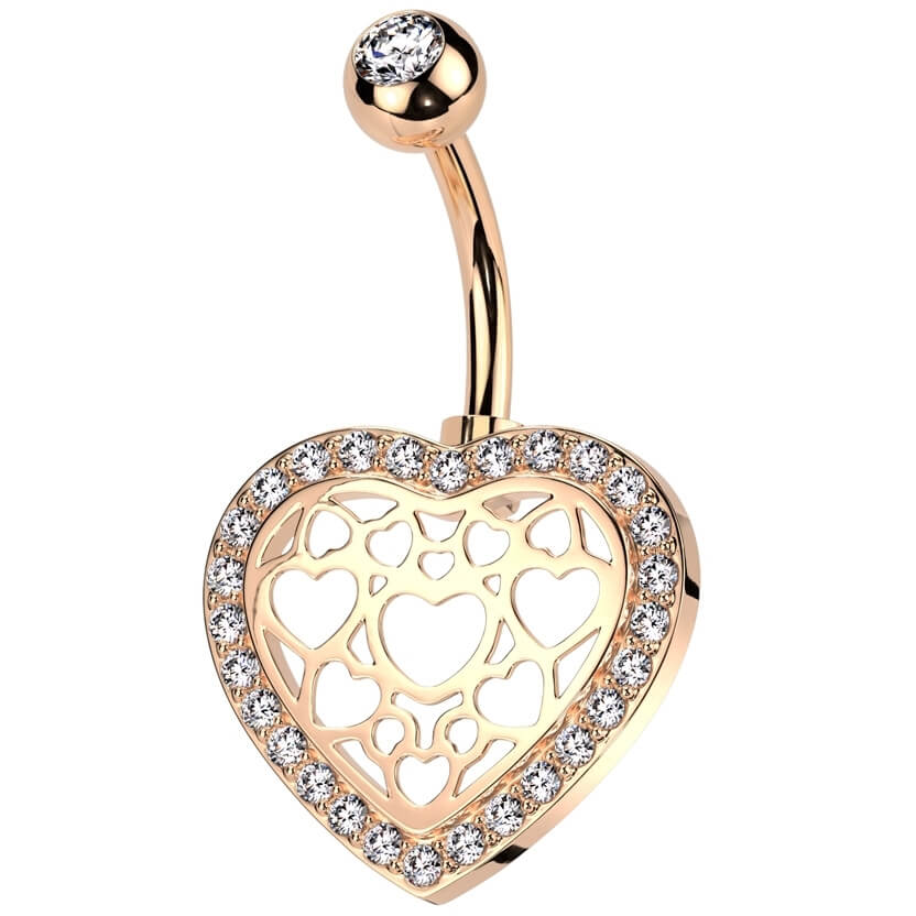 Belly Button Piercing heart zirconia