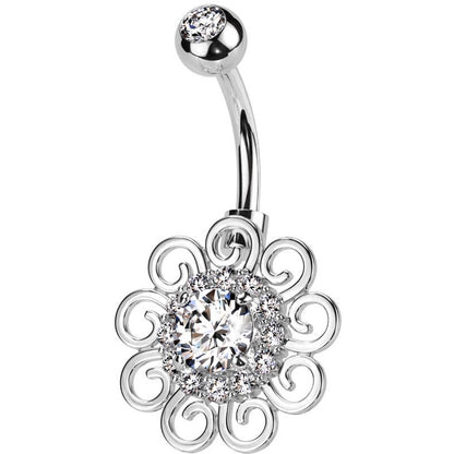 Belly Button Piercing flower zirconia