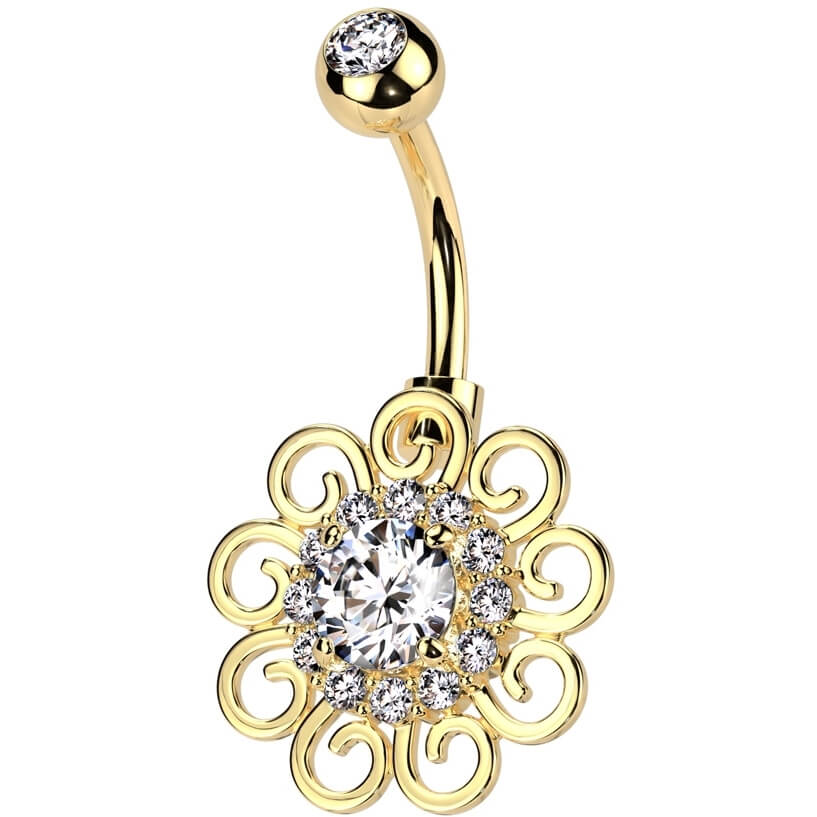 Bauchnabelpiercing Blume Zirkonia