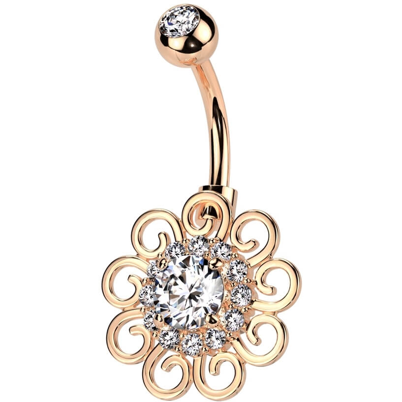 Piercing Nombril Fleur Zircone