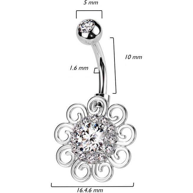 Belly Button Piercing flower zirconia